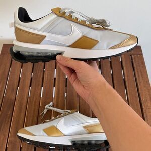 Nike White and Gold Air Max Sneakers